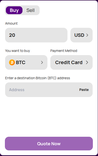 Open the buy crypto widget inside Klever Wallet